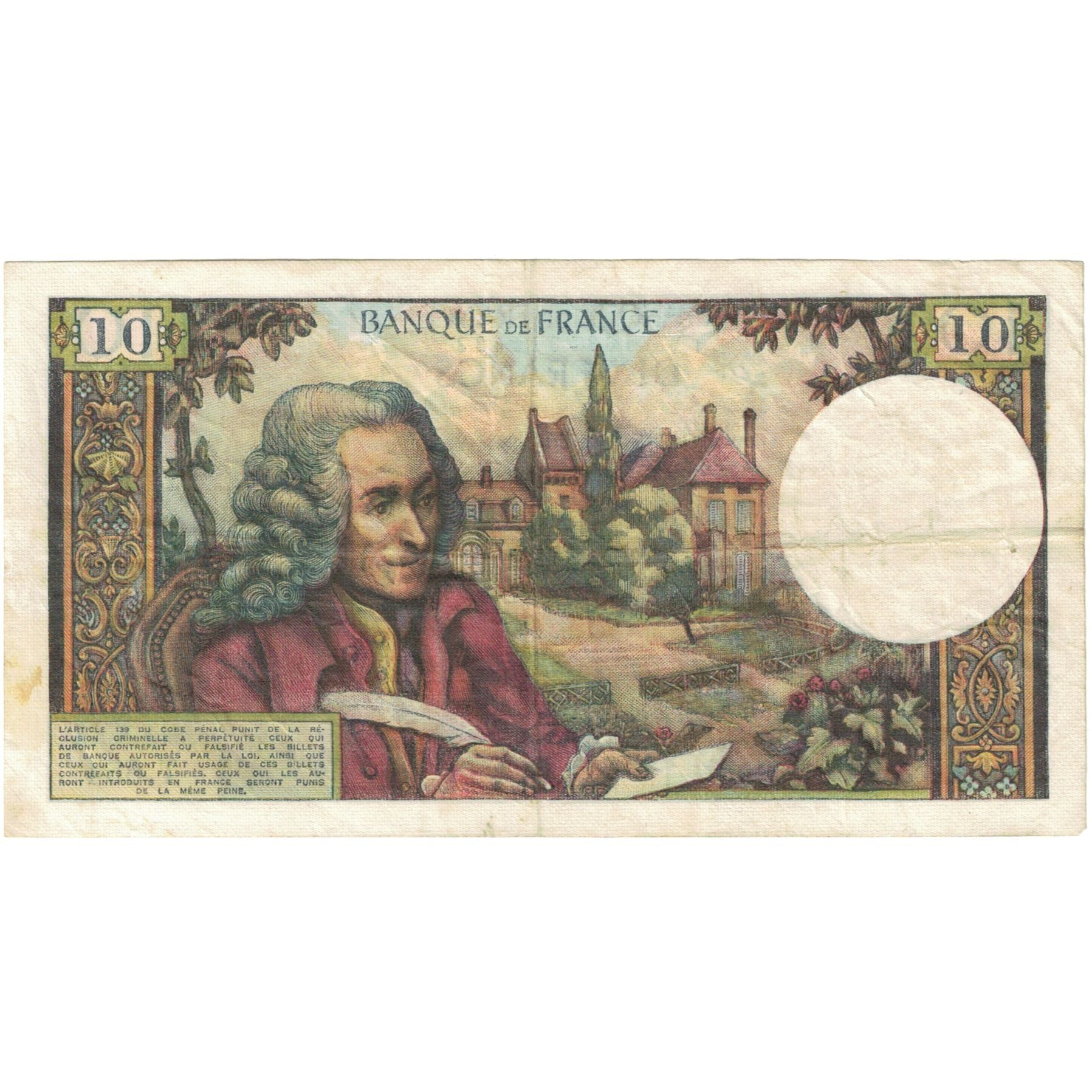 Frankrijk, 10 Francs, Voltaire, 1971, T.654 11483, TB, Fayette:62.55, KM:147d