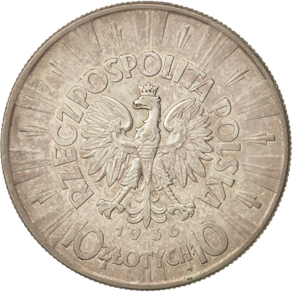 Poland, 10 Zlotych, 1936, Warsaw, EF(40-45), Silver, KM:29