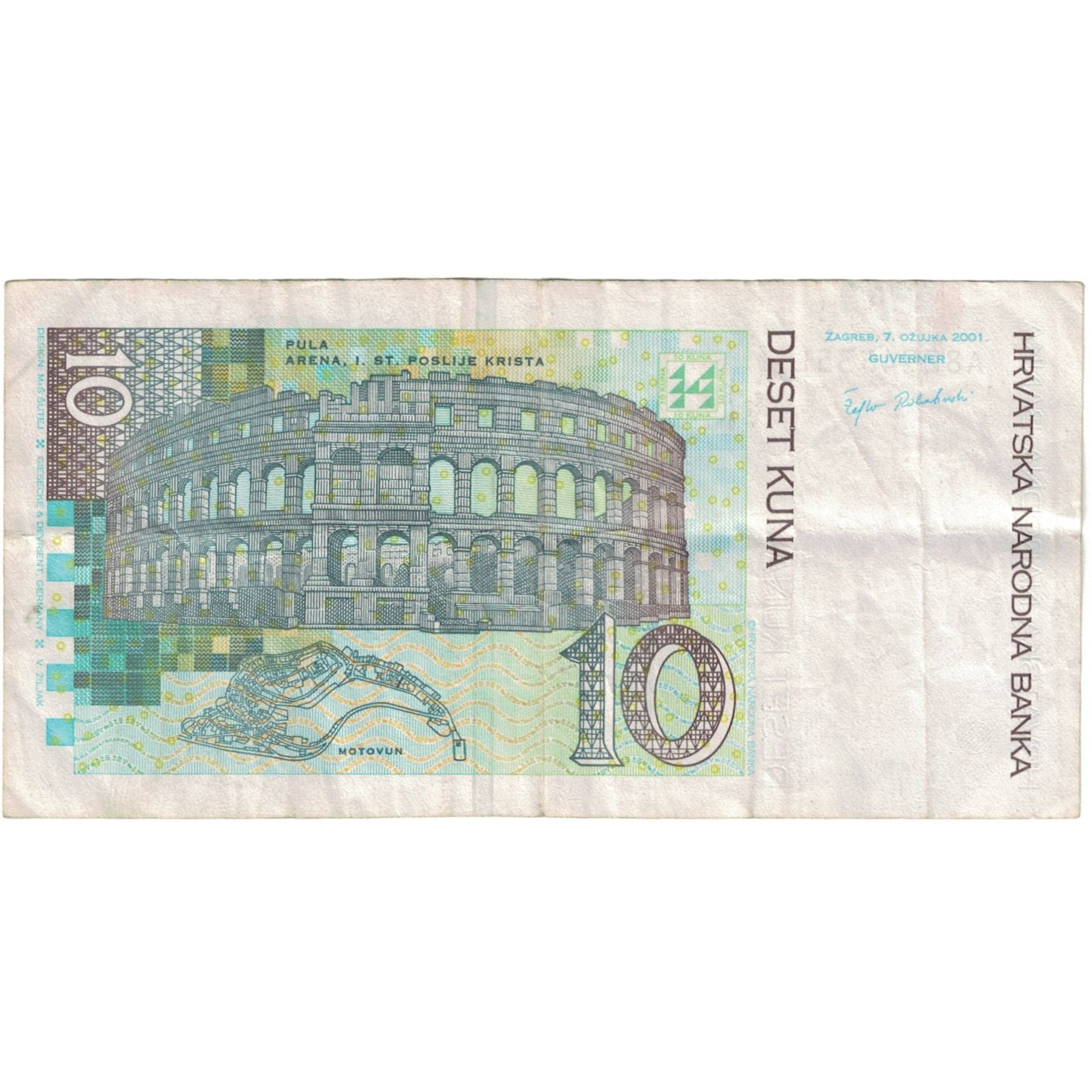 Billet, Croatie, 10 Kuna, 2001, 2001-03-07, KM:38, TB