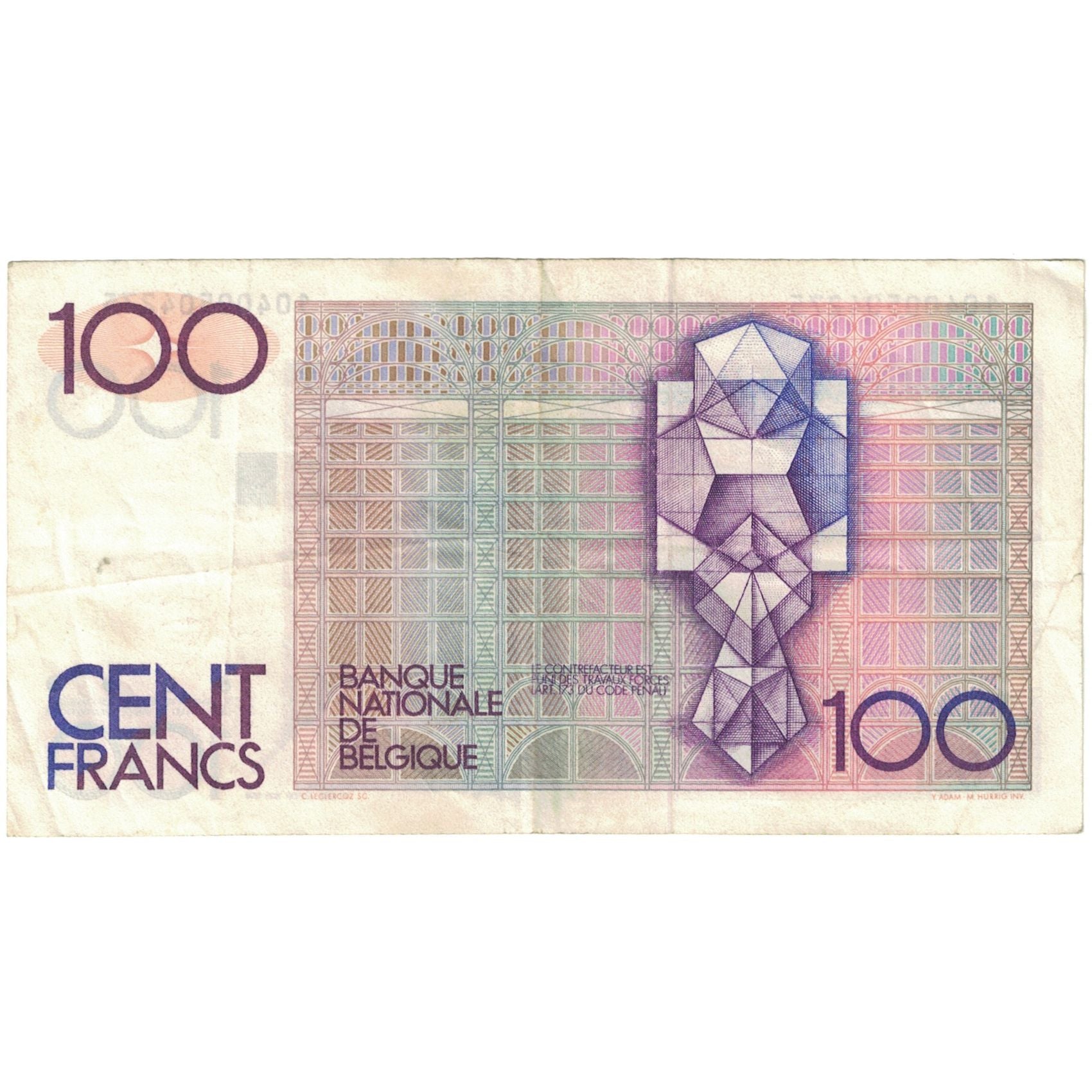 Banknote, Belgium, 100 Francs, 1981-1982, Undated (1982-1994), KM:142a, VG(8-10)