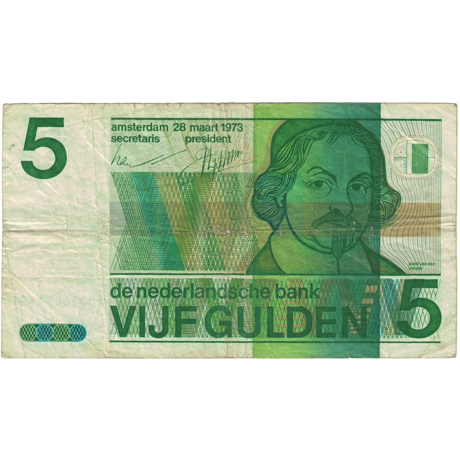 Banknote, Netherlands, 5 Gulden, 1973, 1973-03-28, KM:95a, VG(8-10)