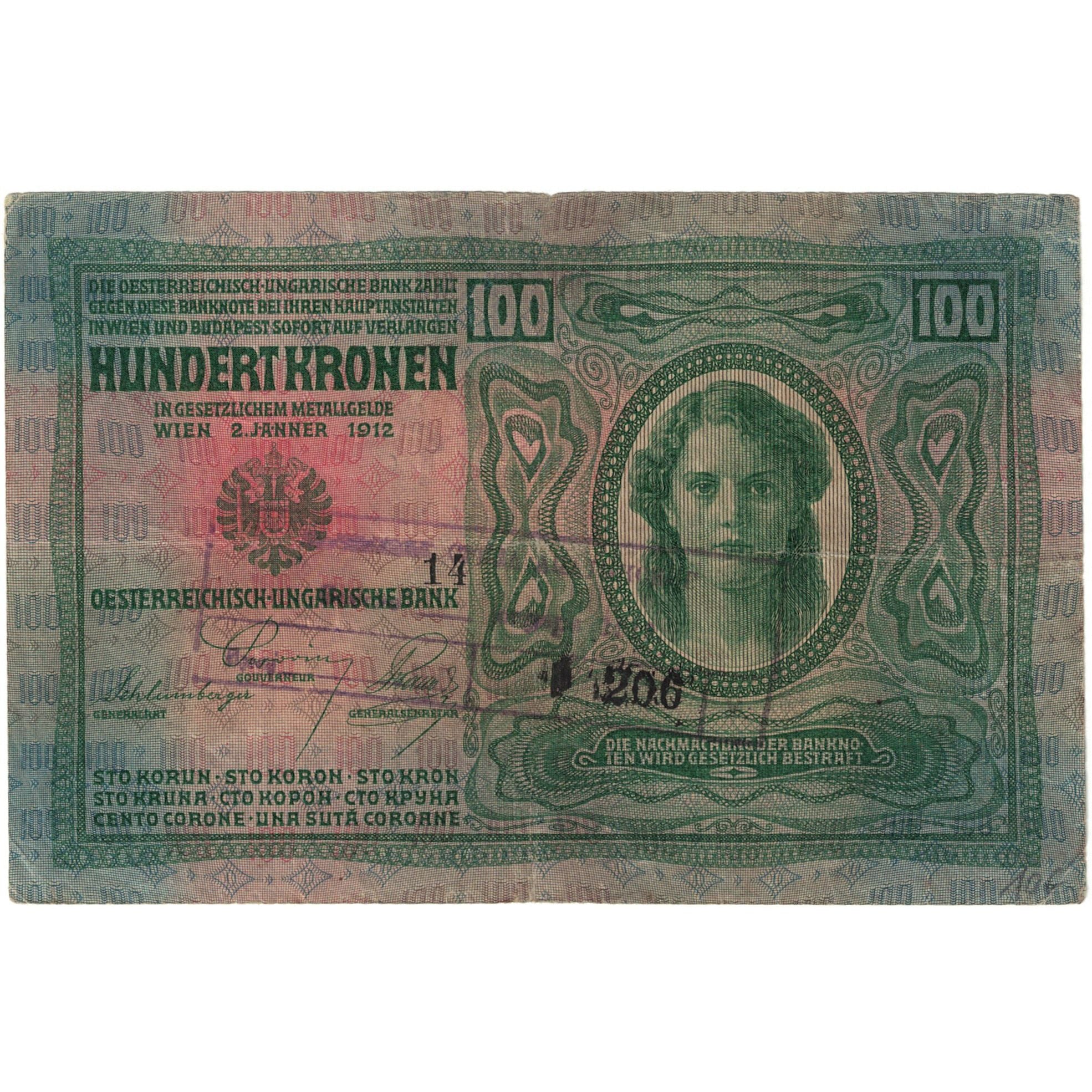 Banknote, Austria, 100 Kronen, 1912, KM:12, VG(8-10)