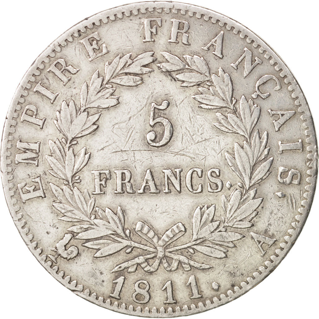 France, Napoléon I, 5 Francs, 1811, Paris, EF(40-45), Silver, KM:694.1