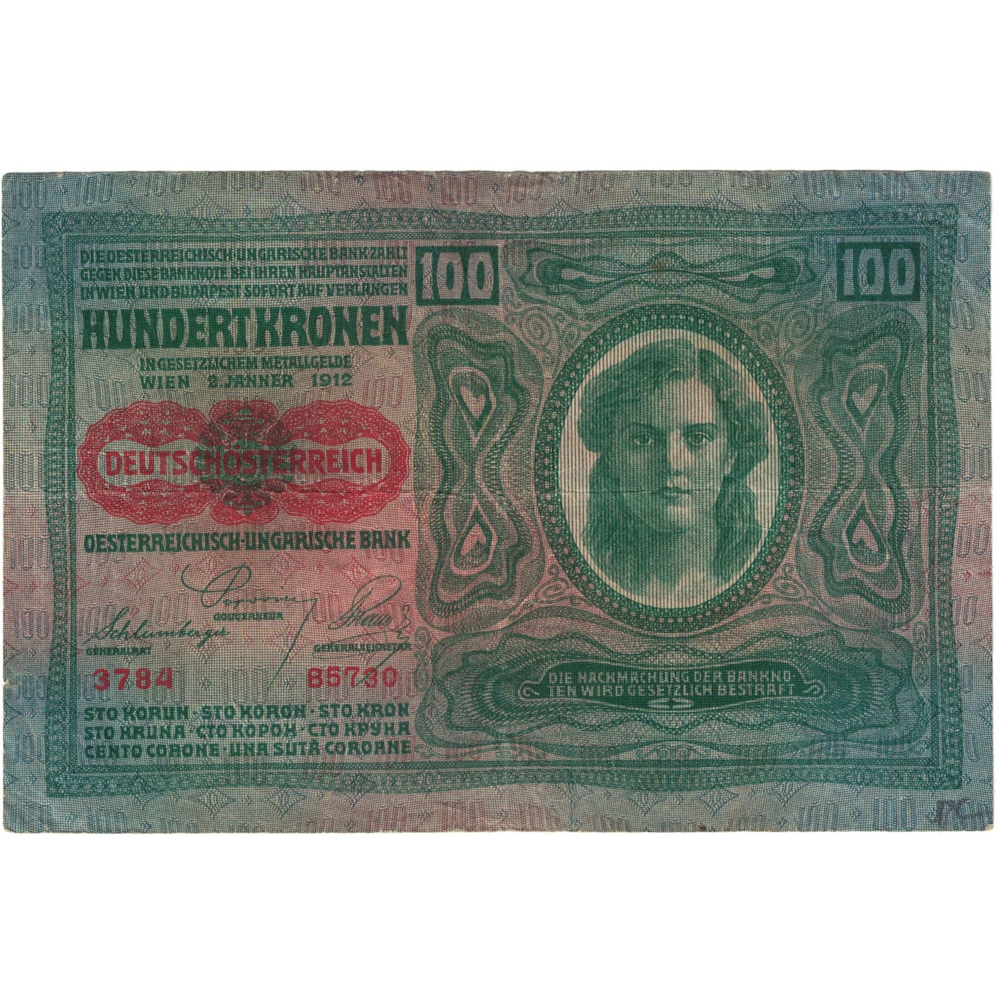 Banknote, Austria, 100 Kronen, 1912, 1912-01-02, KM:12, EF(40-45)