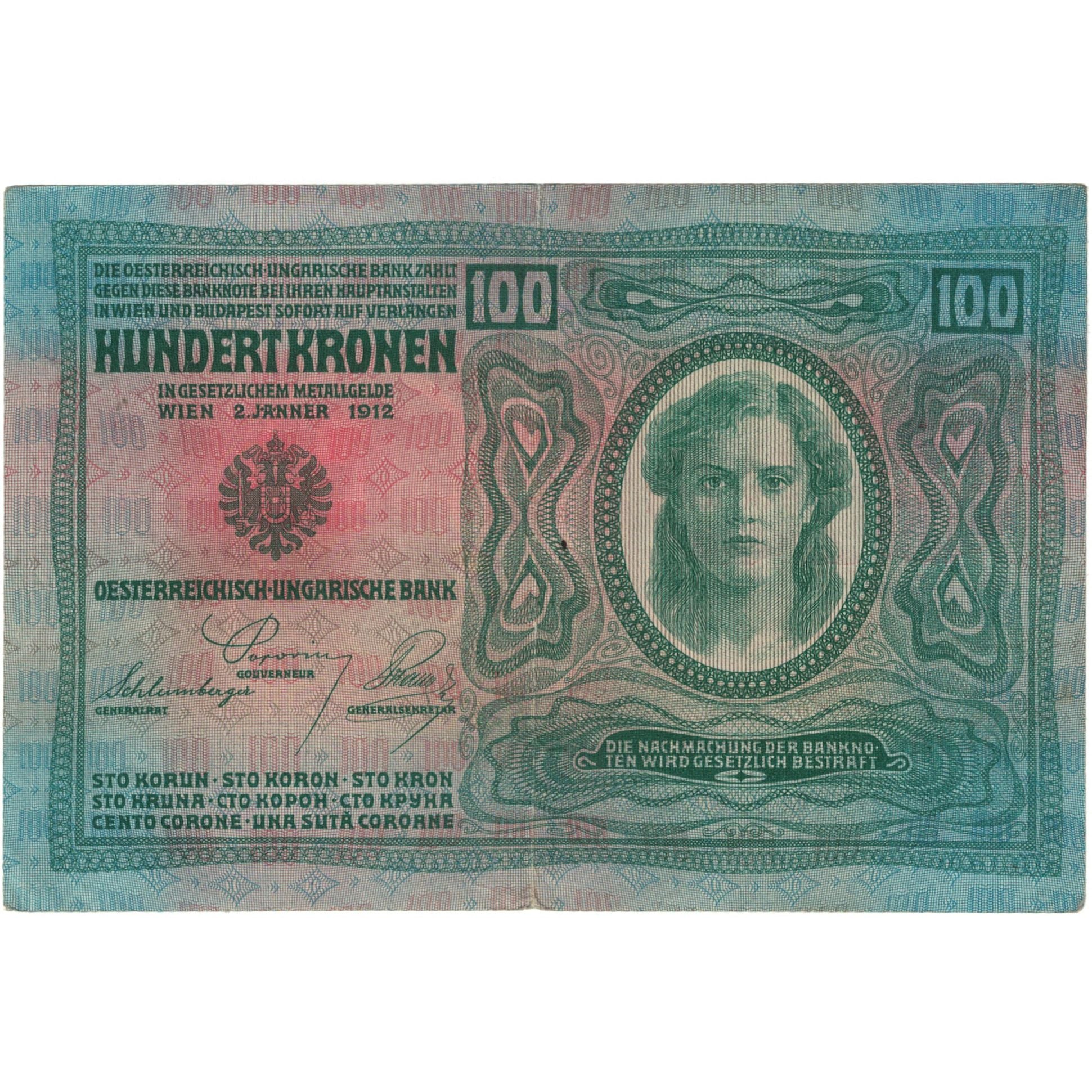 Banknote, Austria, 100 Kronen, 1912, 1912-01-02, KM:12, EF(40-45)