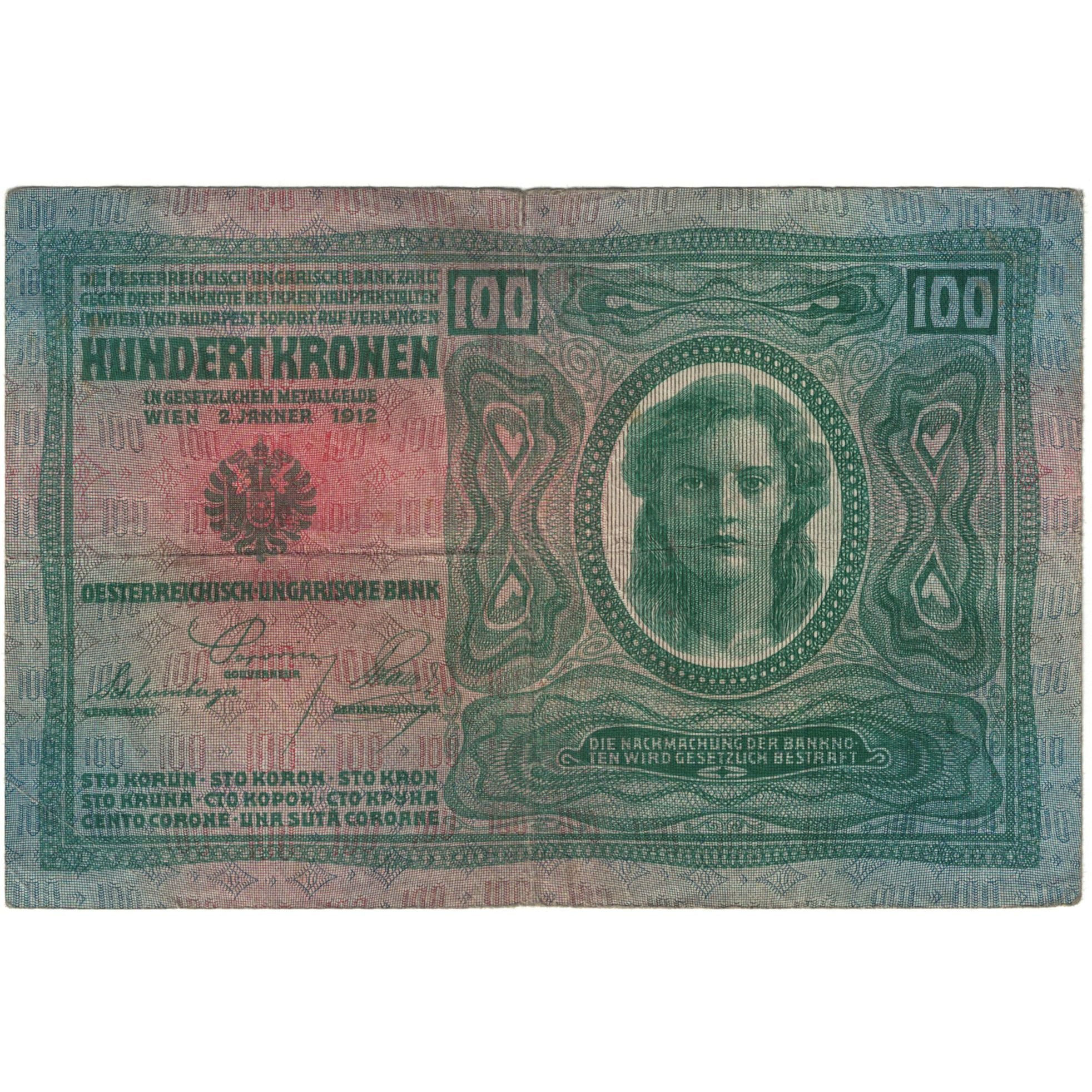 Banknote, Austria, 100 Kronen, 1912, 1912-01-02, KM:12, VF(20-25)