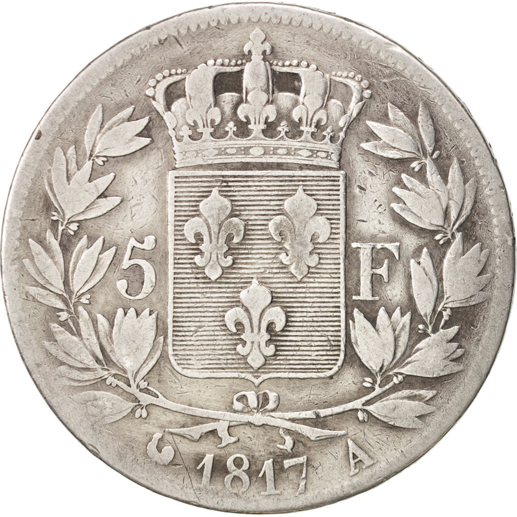 France, Louis XVIII, 5 Francs, 1817, Paris, F(12-15), Silver, KM 711.1