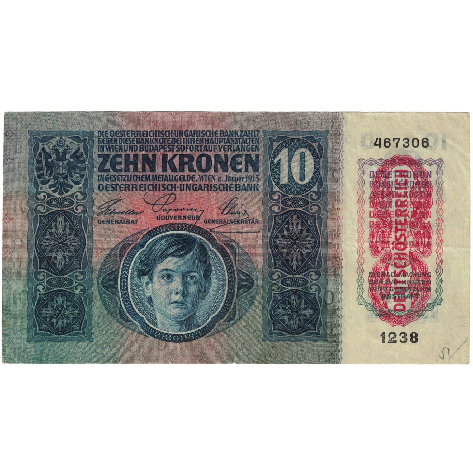 Banknote, Austria, 10 Kronen, 1915, 1915-01-02, KM:51a, EF(40-45)