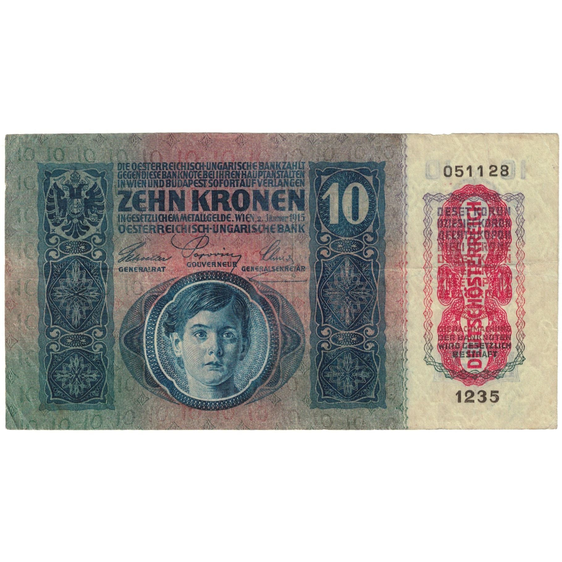 Banknote, Austria, 10 Kronen, 1915, 1915-01-02, KM:51a, AU(55-58)