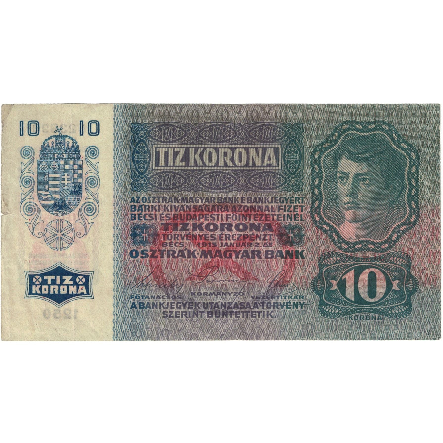 Banknote, Austria, 10 Kronen, 1915, 1915-01-02, KM:51a, EF(40-45)