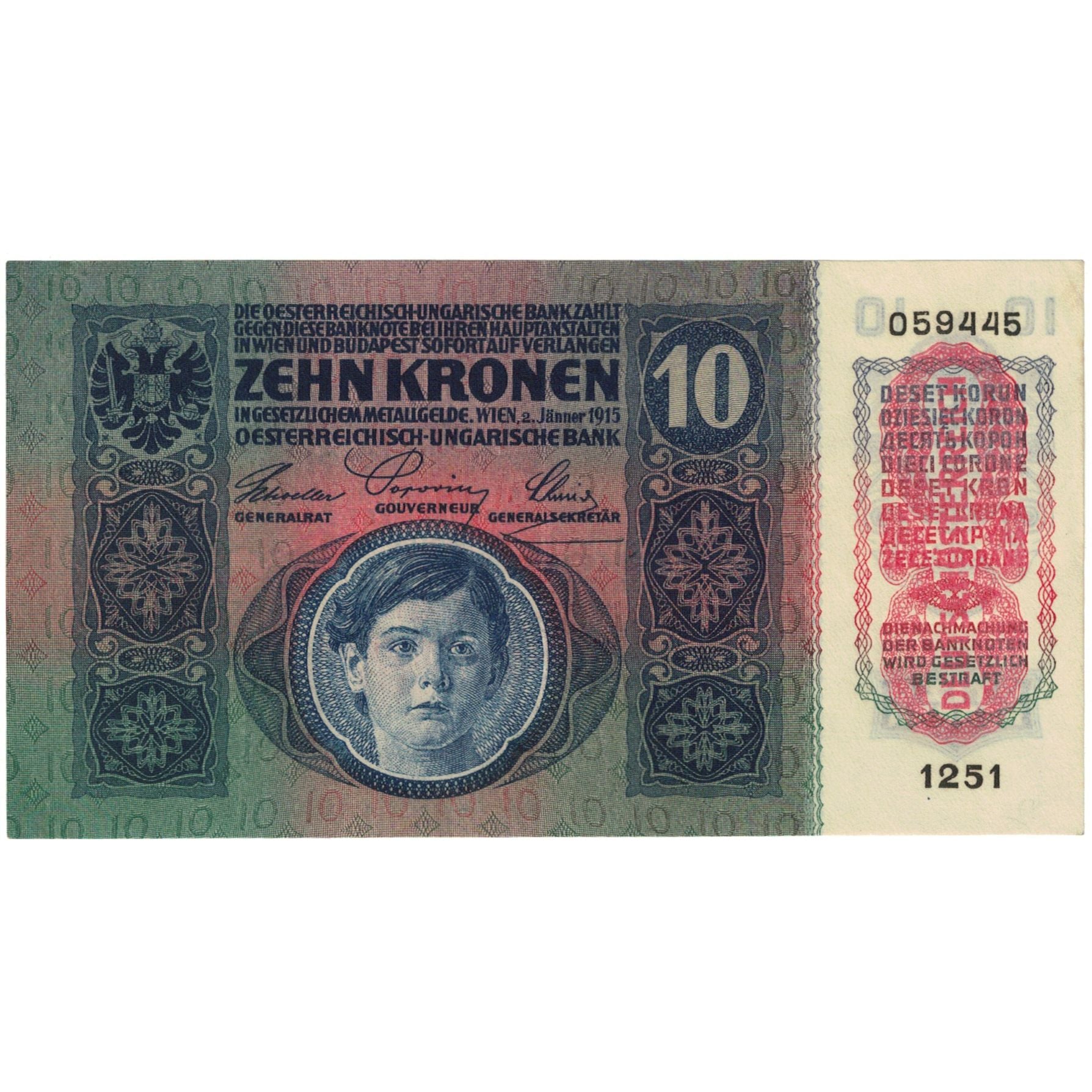 Billet, Autriche, 10 Kronen, 1915, 1915-01-02, KM:51a, NEUF