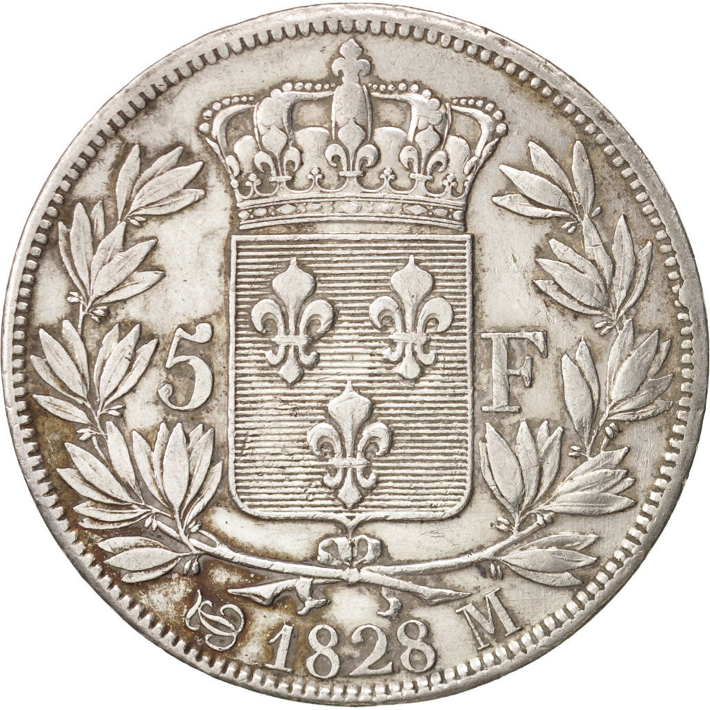 France, Charles X, 5 Francs, 1828, Toulouse, EF(40-45), Silver, KM:728.9