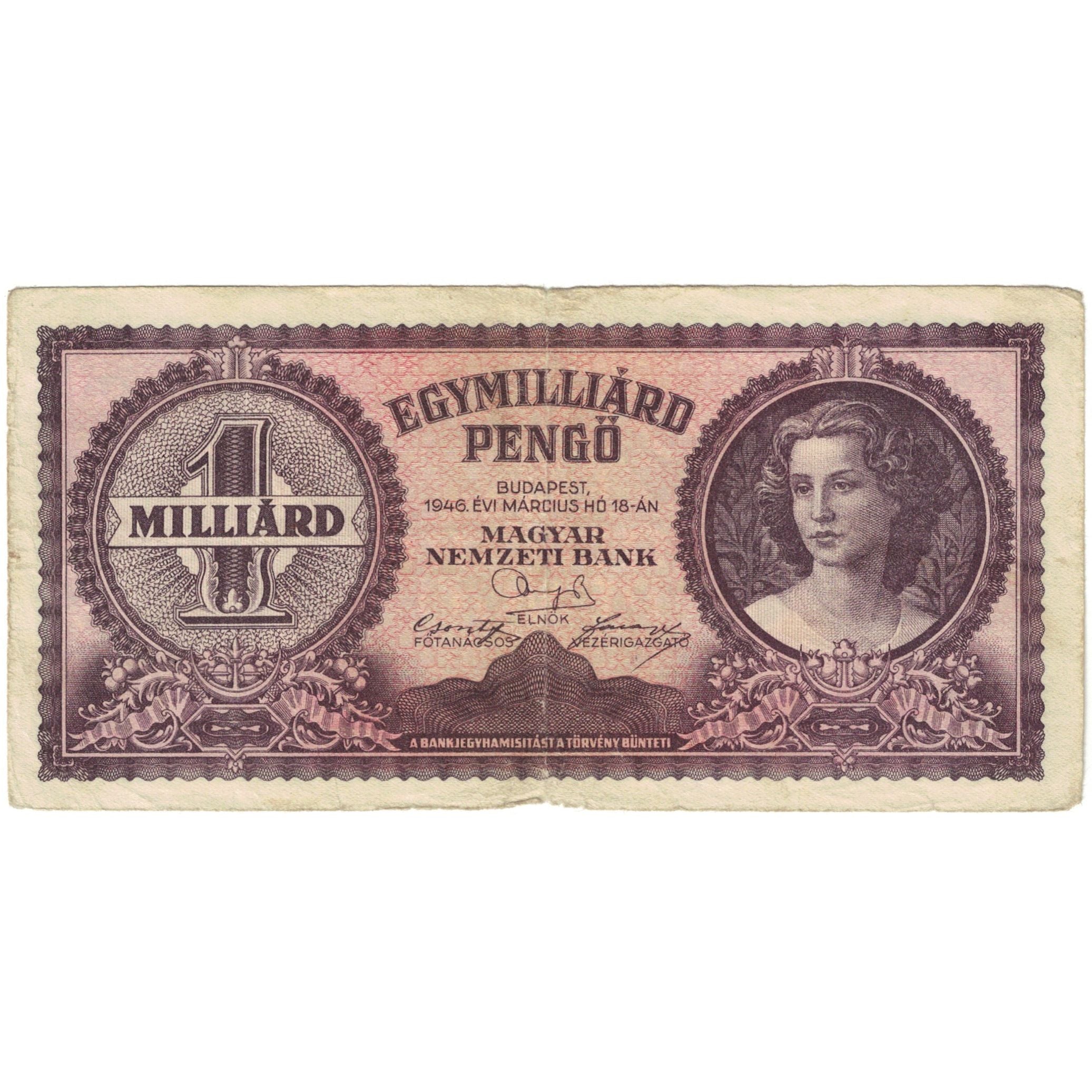Banknote, Hungary, 1 Milliard Pengö, 1946, 1946-03-18, KM:125, VF(20-25)