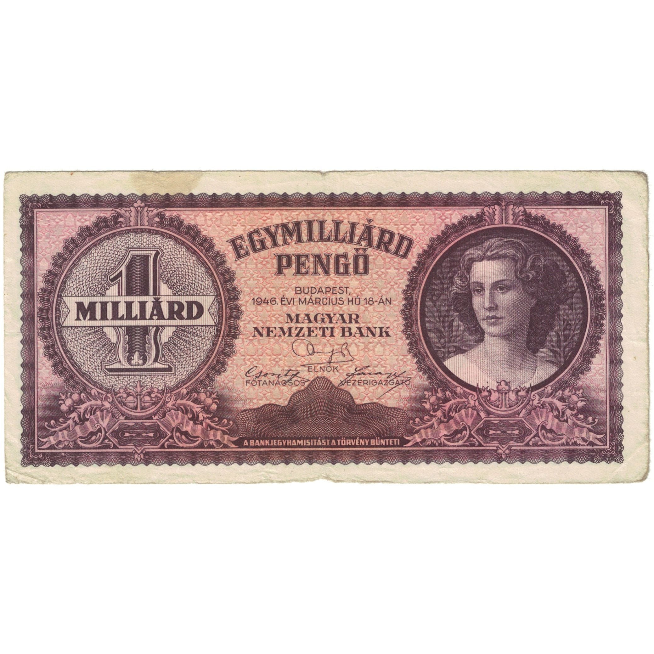 Banconote, Ungheria, 1 Milliard Pengö, 1946, 1946-03-18, KM:125, MB