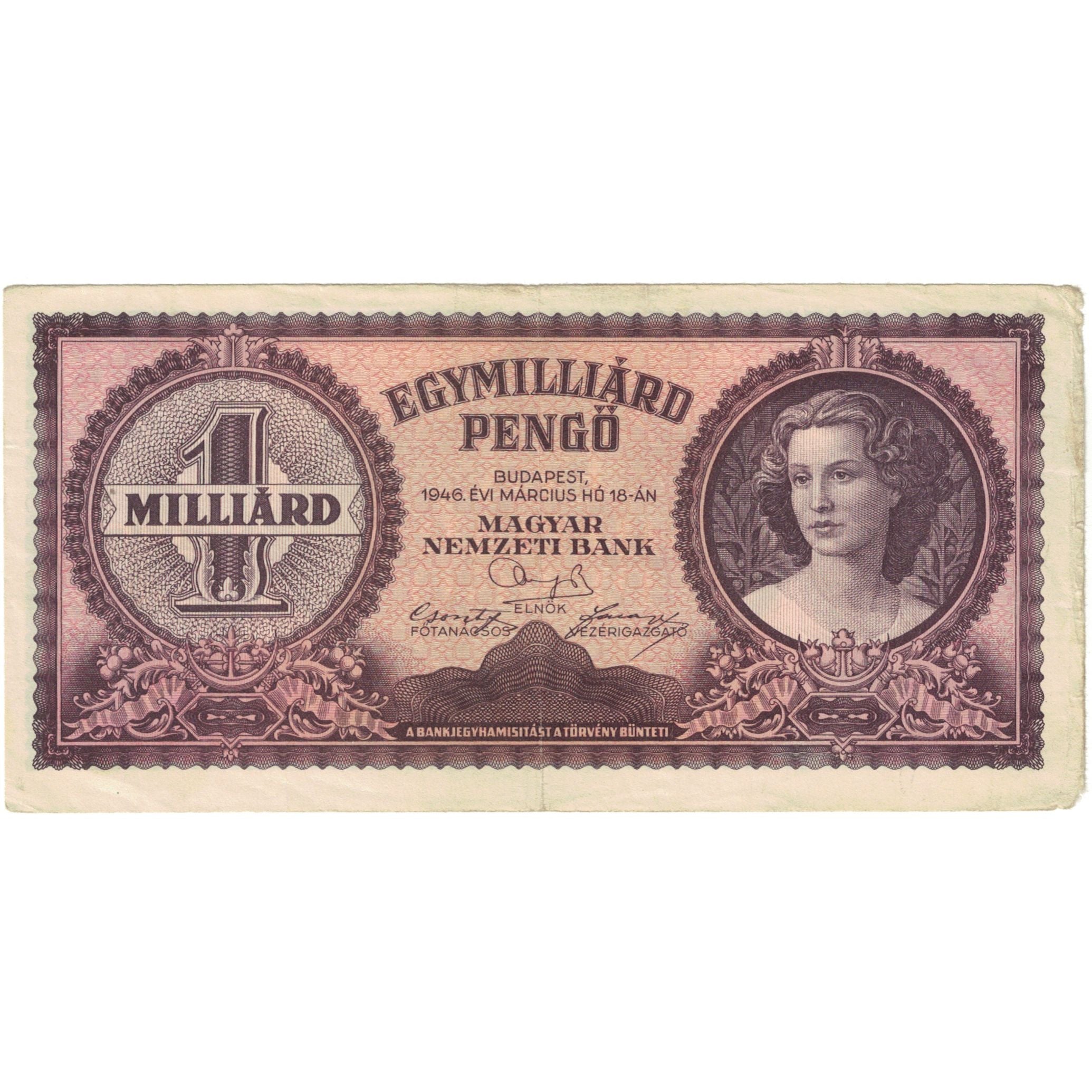 Banknote, Hungary, 1 Milliard Pengö, 1946, 1946-03-18, KM:125, VG(8-10)