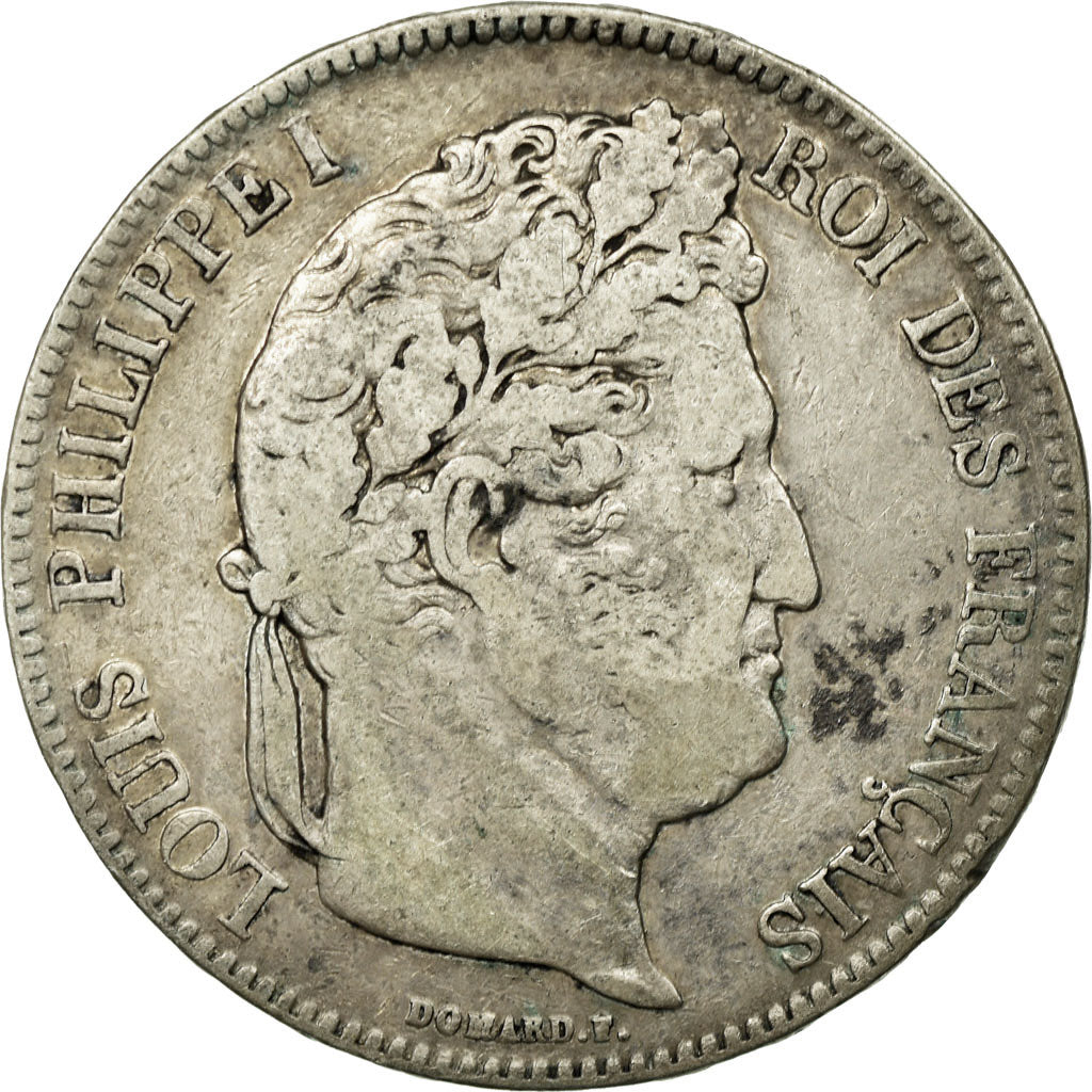 Moneta, Francia, Louis-Philippe, 5 Francs, 1834, Rouen, MB, Argento, KM:749.2