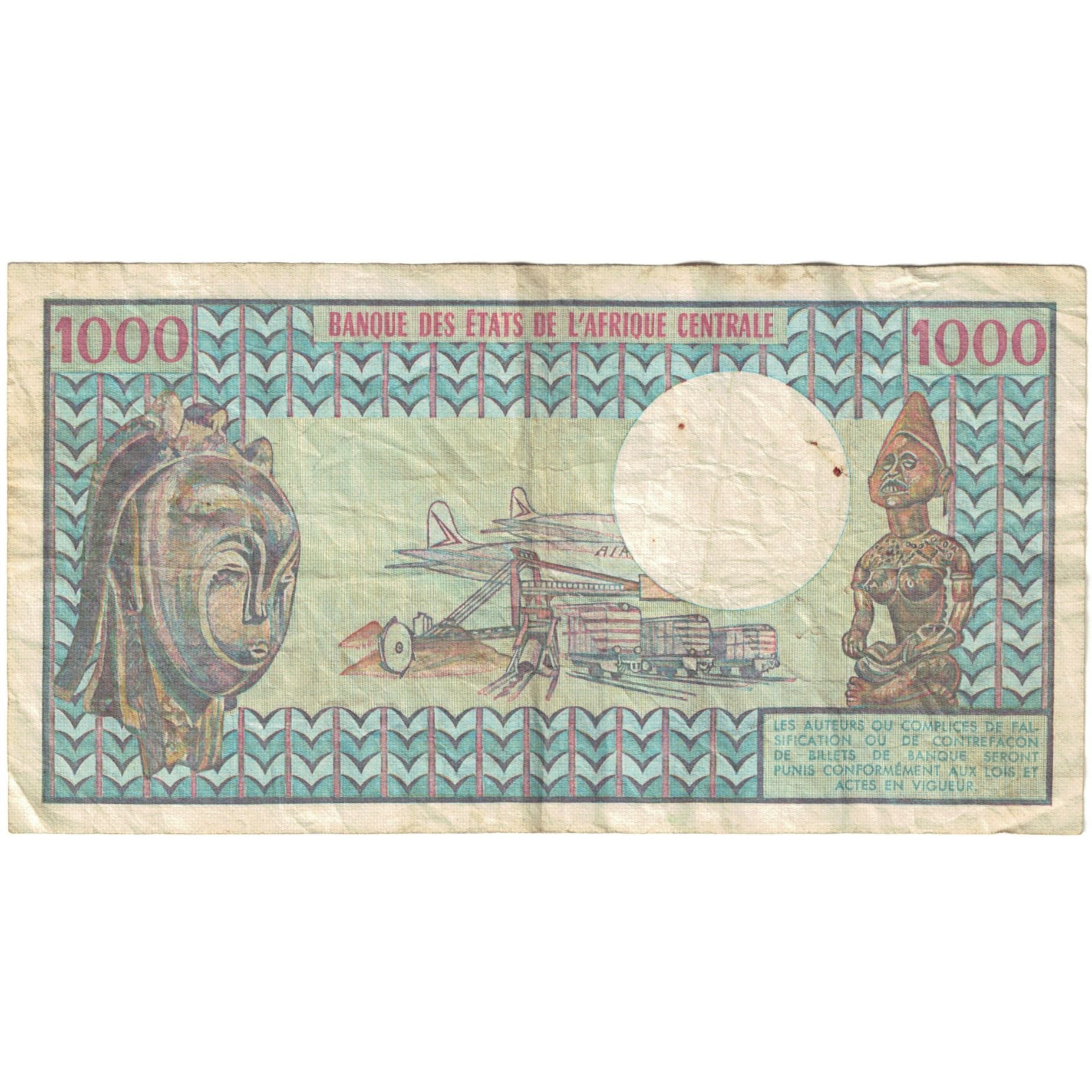 Banconote, Gabon, 1000 Francs, KM:3b, MB
