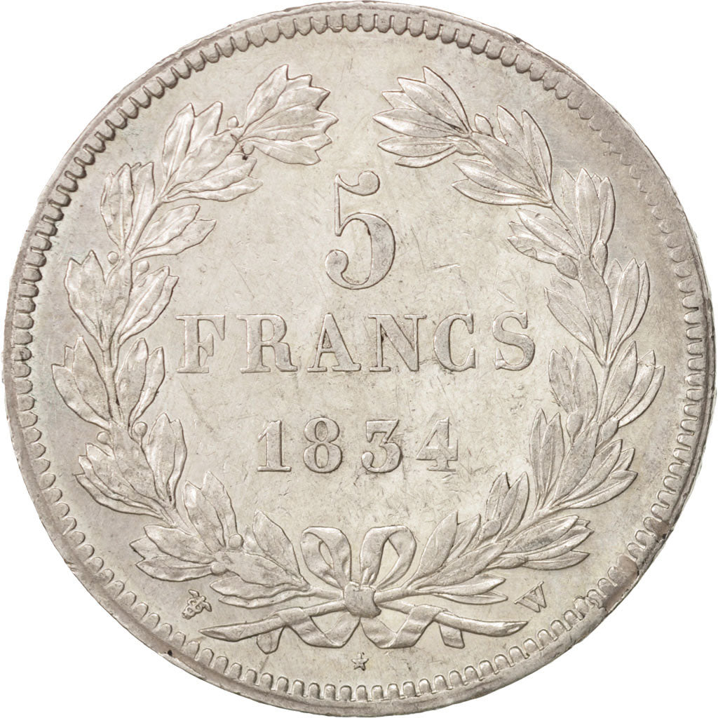France, Louis-Philippe, 5 Francs, 1834, Lille, AU(55-58), Silver, KM:749.13