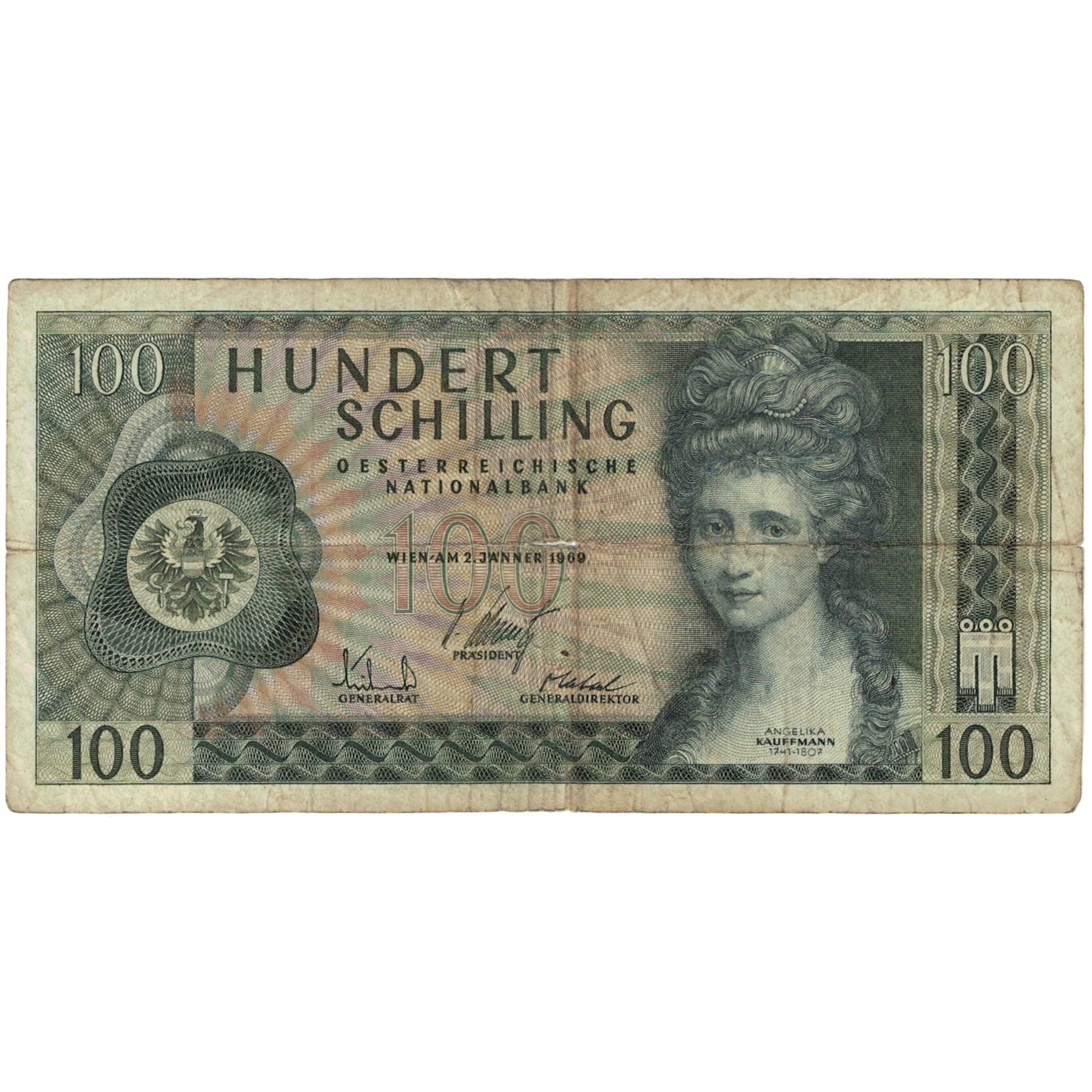 Banknote, Austria, 100 Schilling, 1969, 1969-01-02, KM:146a, VG(8-10)