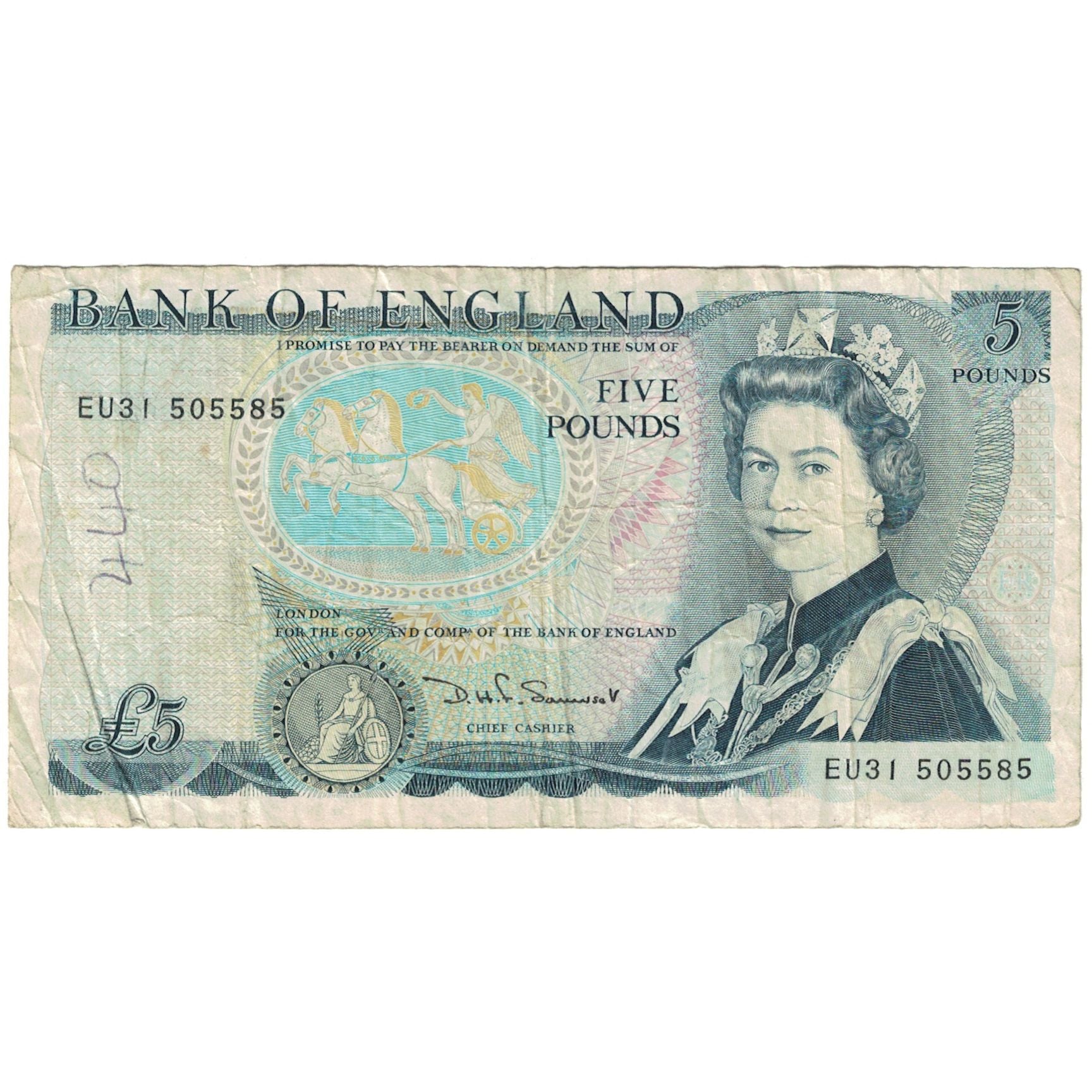 Banconote, Gran Bretagna, 5 Pounds, KM:378e, MB