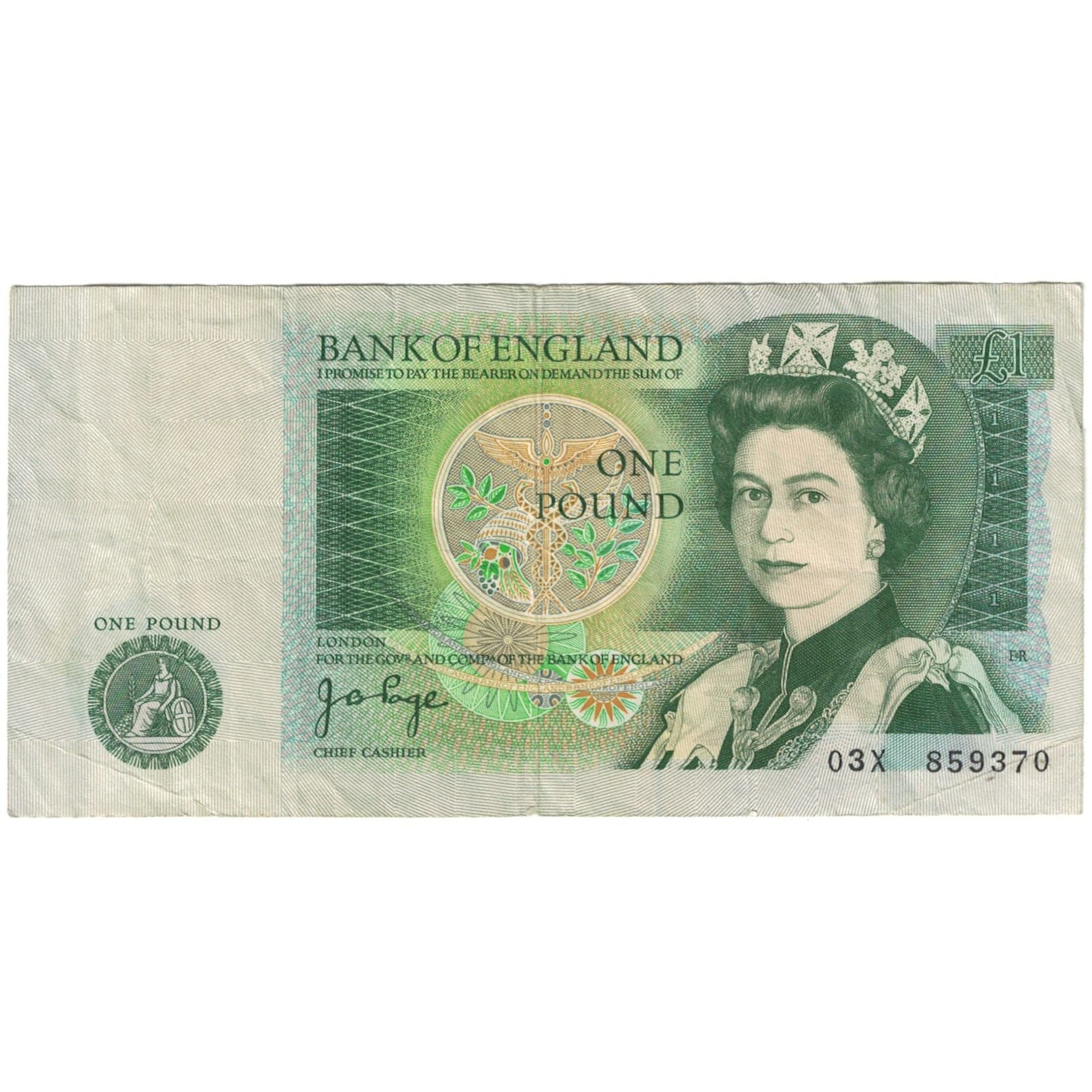 Banconote, Gran Bretagna, 1 Pound, Undated (1978-80), KM:377a, BB