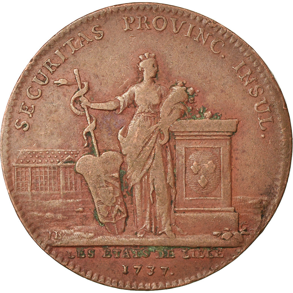 France, Token, Louis XV, États de Lille, History, 1737, Duvivier, VF(30-35)