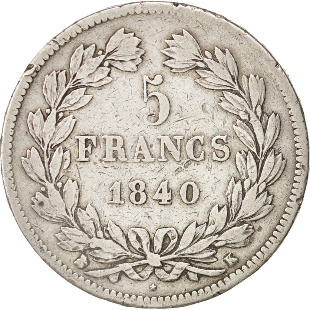 France, Louis-Philippe, 5 Francs, 1840, Bordeaux, VF(20-25), Silver, KM:749.7