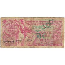 Banknote, Burundi, 50 Francs, 1993, 1993-7-1, KM:22b, VG(8-10)