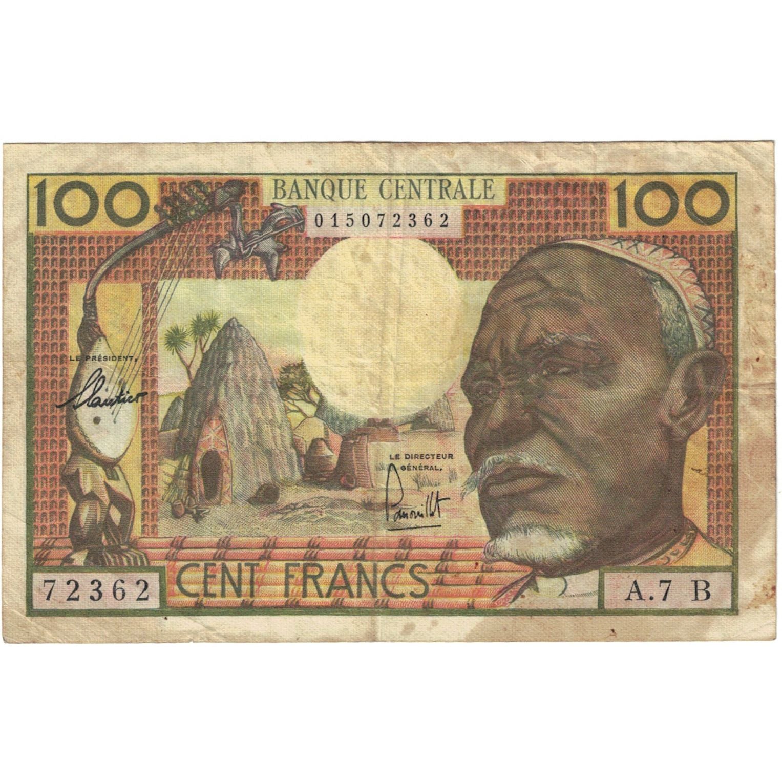 Banknote, EQUATORIAL AFRICAN STATES, 100 Francs, Undated (1963), KM:3c