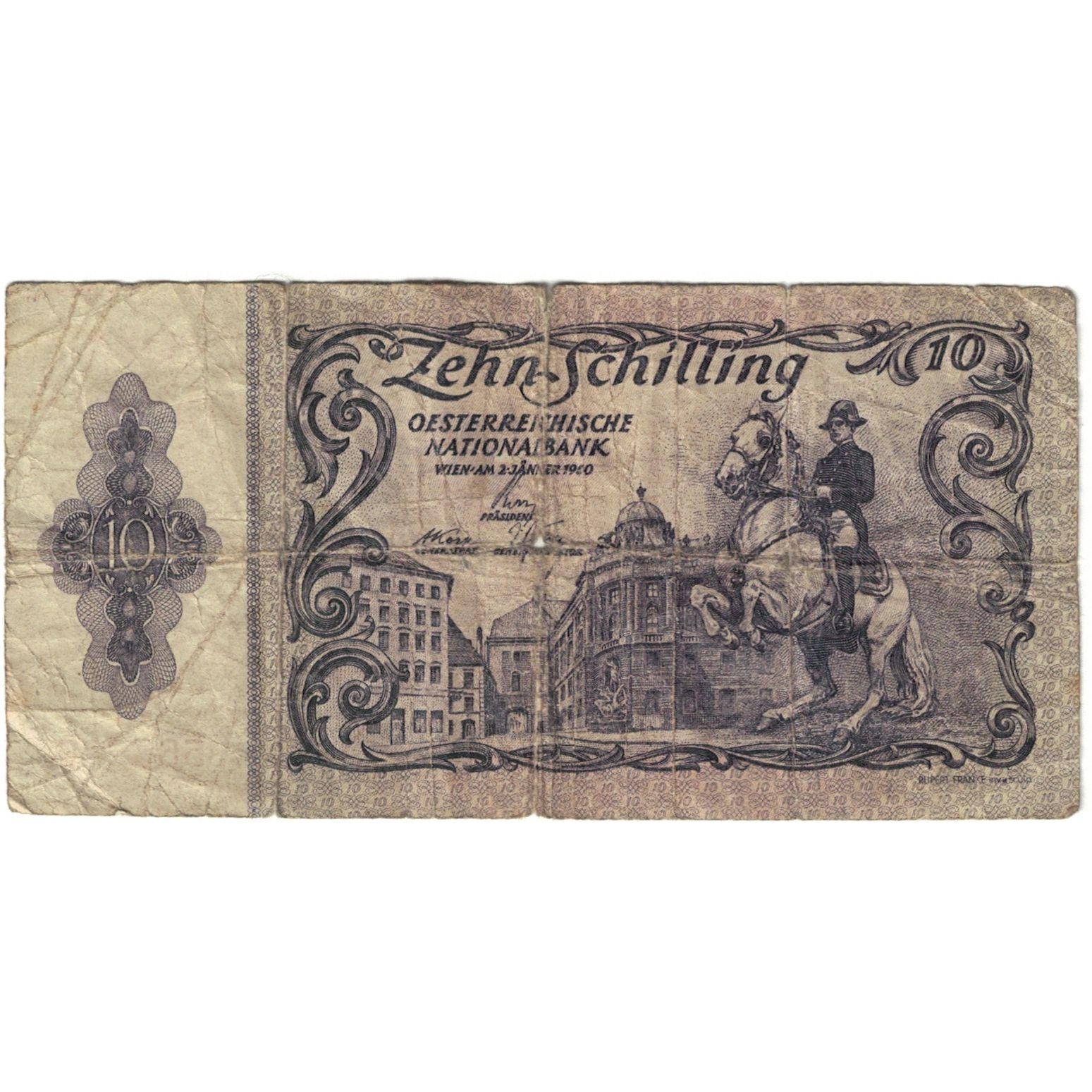 Banknote, Austria, 10 Schilling, 1949-1954, 1950-01-02, KM:128, VG(8-10)