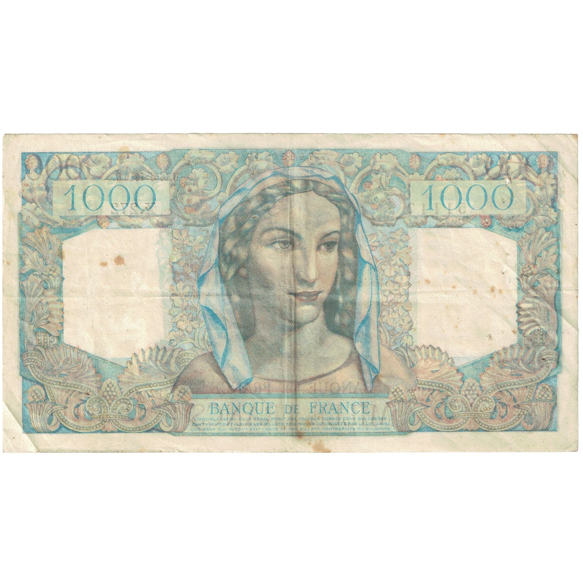 France, 1000 Francs, Minerve et Hercule, 1946, 51117 X.272, VF(20-25)