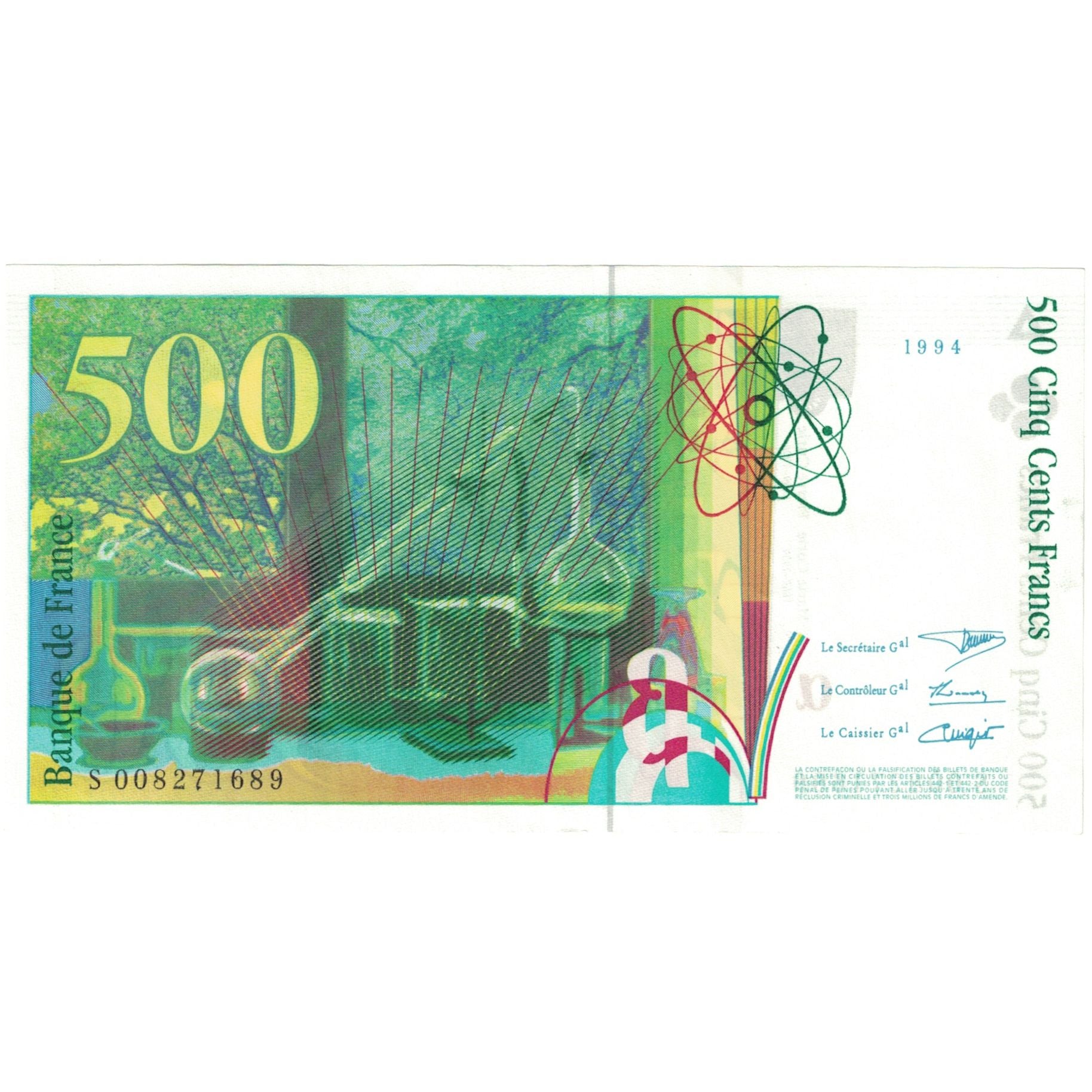 Francia, 500 Francs, Pierre et Marie Curie, 1994, S 008271689, FDS