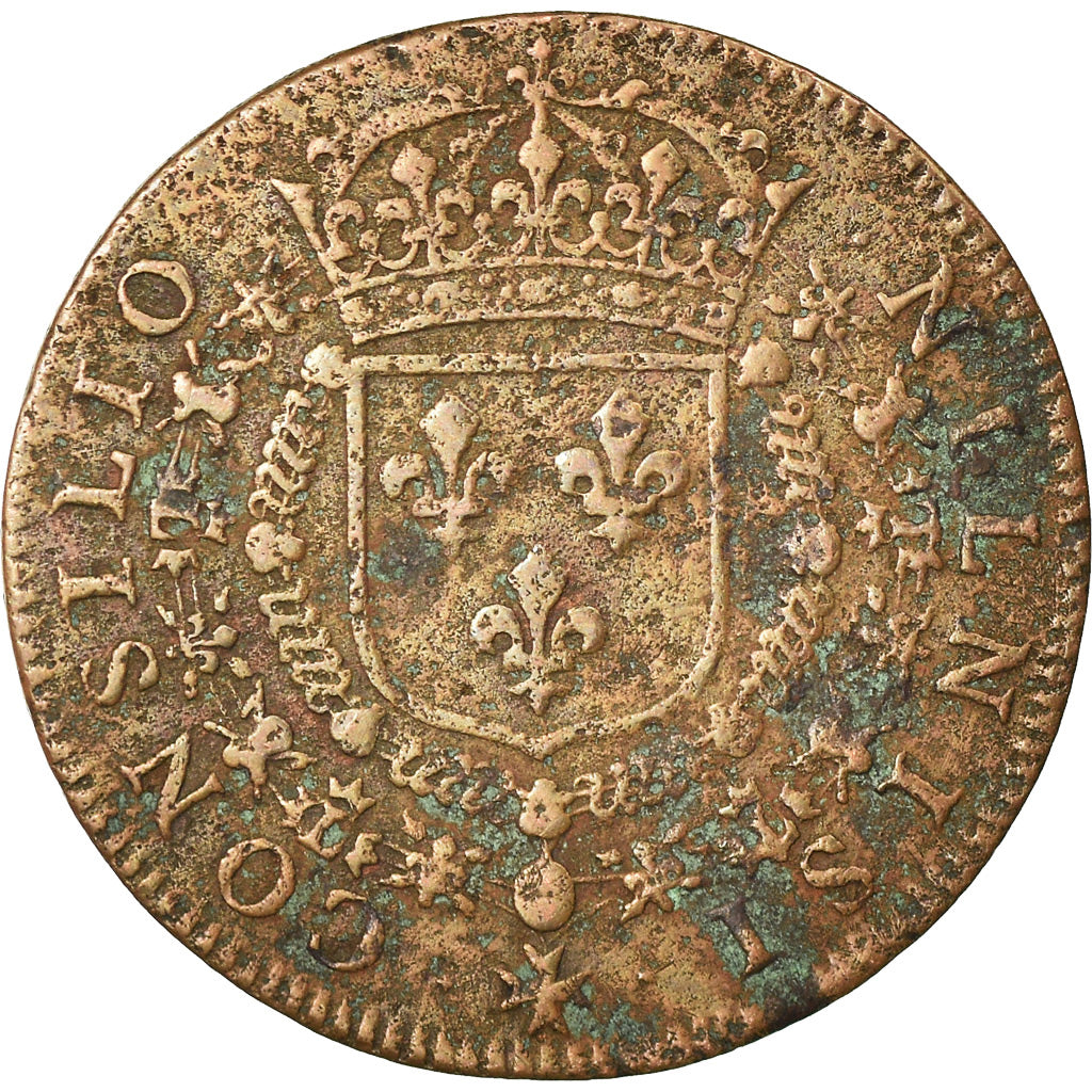 France, Token, Louis XIV, Conseil du Roi, History, 1661, VF(20-25), Copper