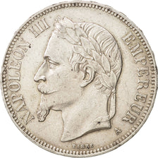 France, Napoleon III, 5 Francs, 1870, Paris, AU(50-53), Silver, KM 799.1
