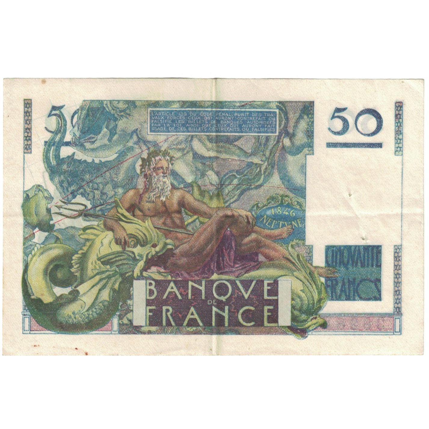 France, 50 Francs, Le Verrier, 1948, 36283 S.109, EF(40-45), Fayette:20.10