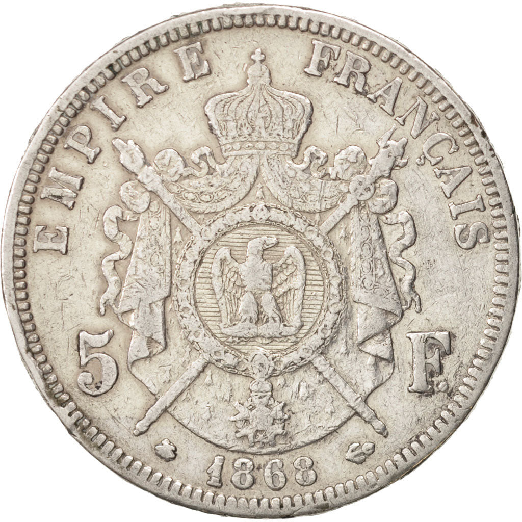 France, Napoleon III, 5 Francs, 1868, Paris, EF(40-45), Silver, KM 799.1