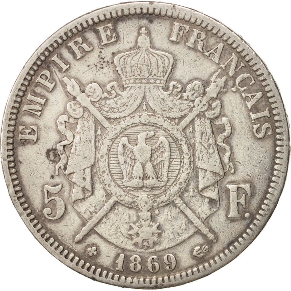 Coin, France, Napoléon III, 5 Francs, 1869, Strasbourg, EF(40-45), Silver