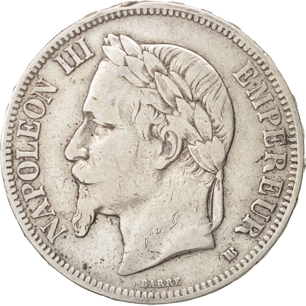 France, Napoléon III, 5 Francs, 1867, Strasbourg, VF(30-35), Silver, KM:799.2