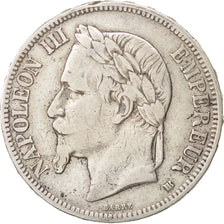 France, Napoléon III, 5 Francs, 1867, Strasbourg, VF(30-35), Silver, KM:799.2