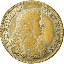 Frankrijk, Token, Louis XIV, Roi Soleil, History, 1664, ZF, Koper