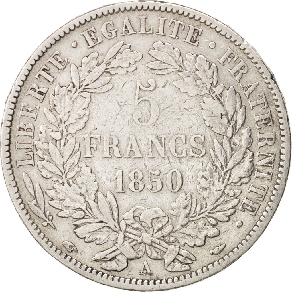 France, Cérès, 5 Francs, 1850, Paris, VF(20-25), Silver, KM:761.1, Gadoury:719