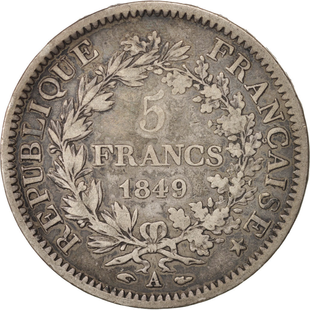 France, Hercule, 5 Francs, 1849, Paris, VF(20-25), Silver, KM:756.1, Gadoury:683