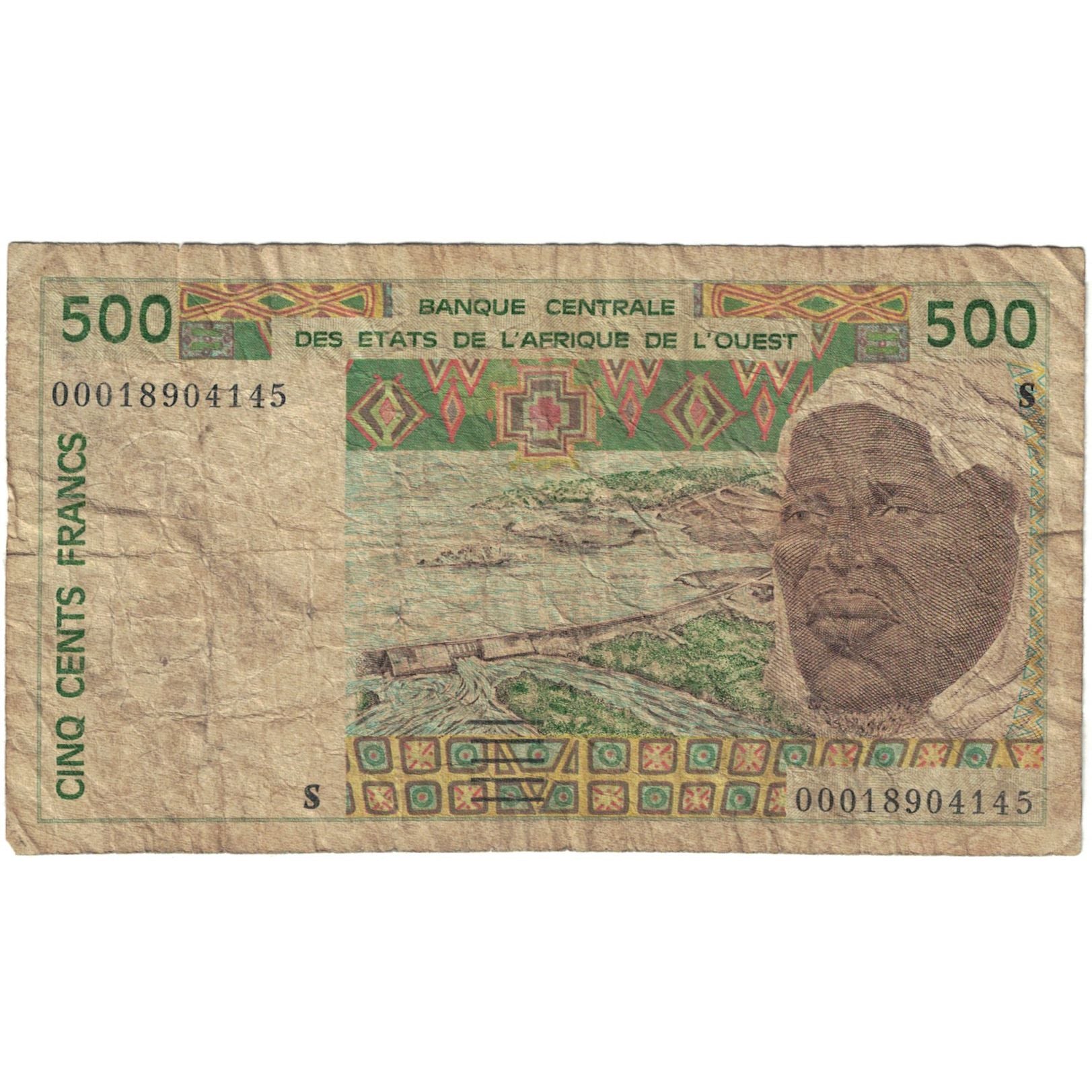 Banknote, West African States, 500 Francs, KM:710Kb, VF(20-25)