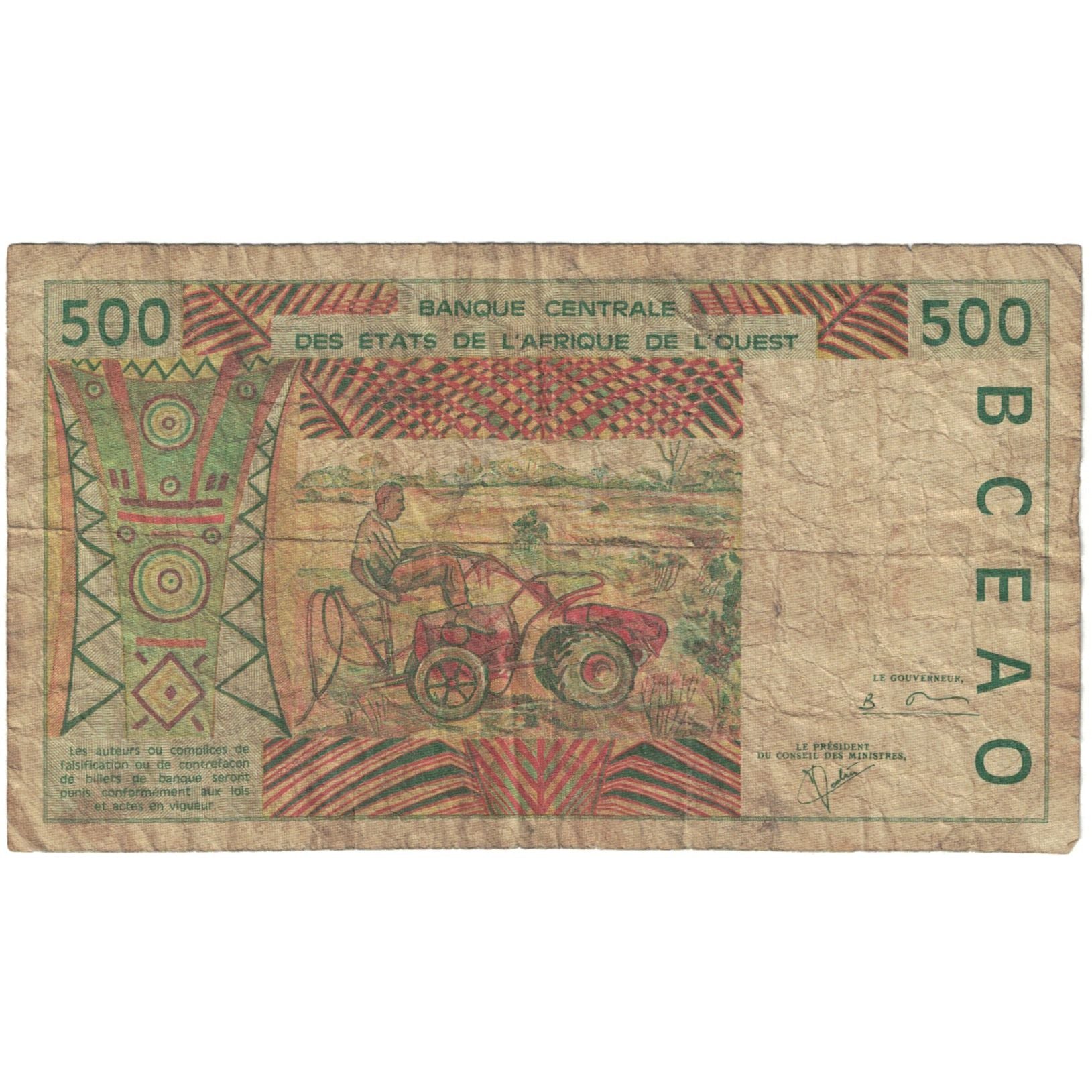 Banknote, West African States, 500 Francs, KM:710Kb, VF(20-25)