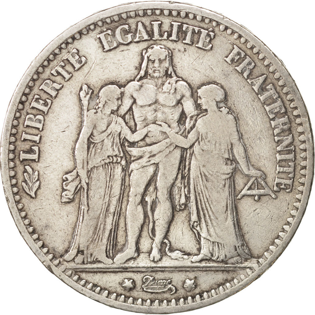 Monnaie, France, Hercule, 5 Francs, 1873, Bordeaux, TB+, Argent, KM:820.2