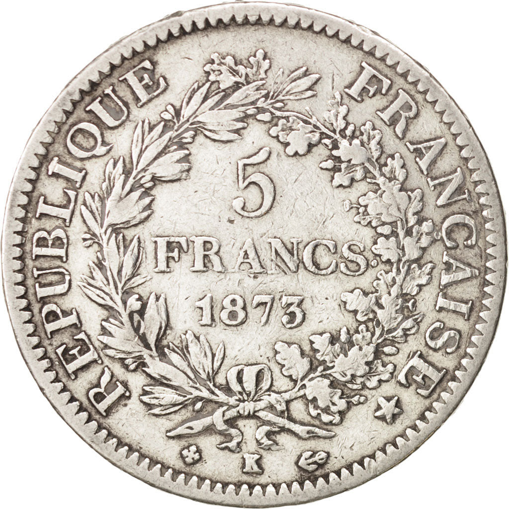 Monnaie, France, Hercule, 5 Francs, 1873, Bordeaux, TB+, Argent, KM:820.2