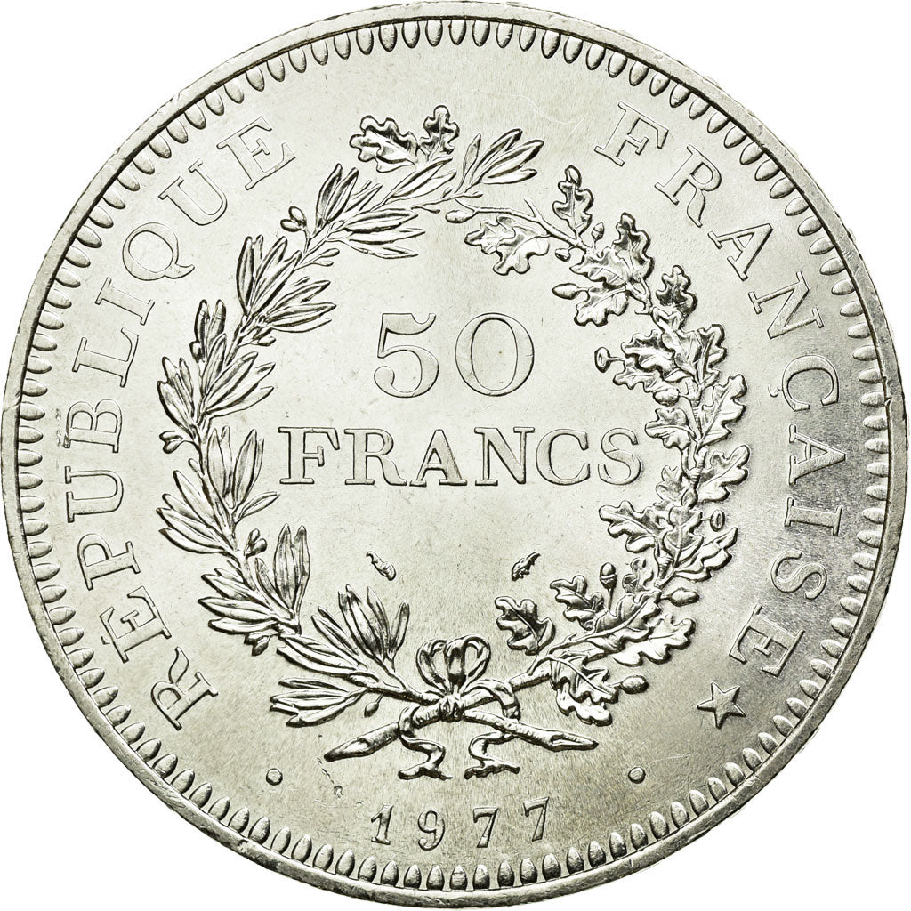 Coin, France, Hercule, 50 Francs, 1977, Paris, MS(60-62), Silver, KM:941.1