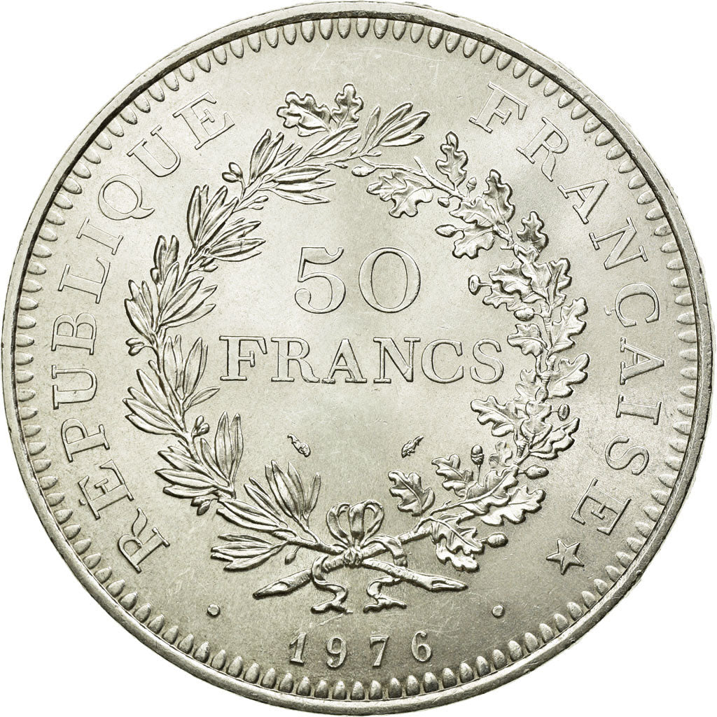 Coin, France, Hercule, 50 Francs, 1976, Paris, MS(60-62), Silver, KM:941.1