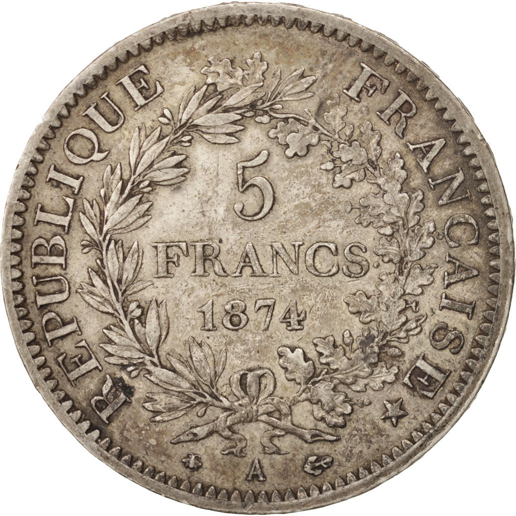 France, Hercule, 5 Francs, 1874, Paris, EF(40-45), Silver, KM:820.1