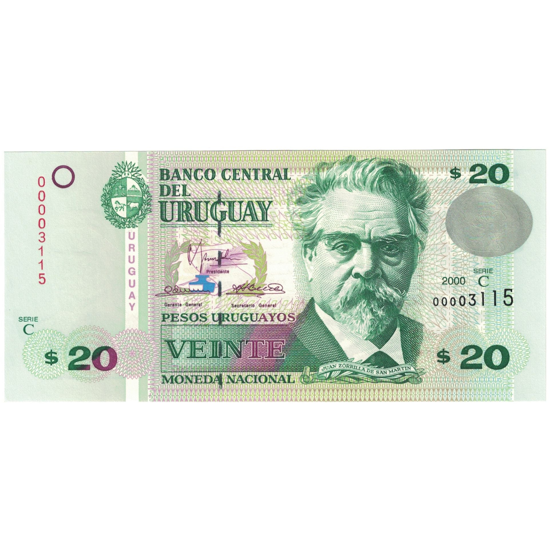 Billete, 20 Pesos Uruguayos, 1994, Uruguay, 1994, KM:74a, UNC